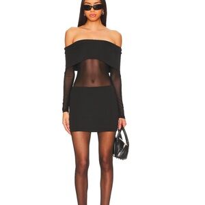 Superdown black longsleeve mesh mini dress